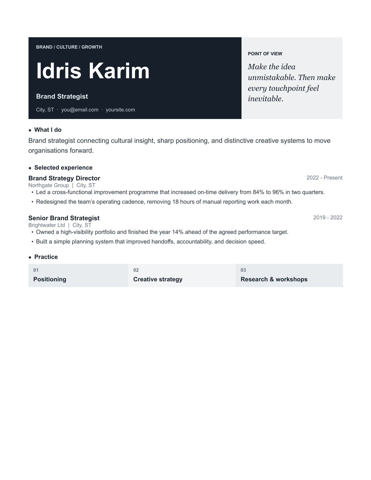 Banner resume template preview