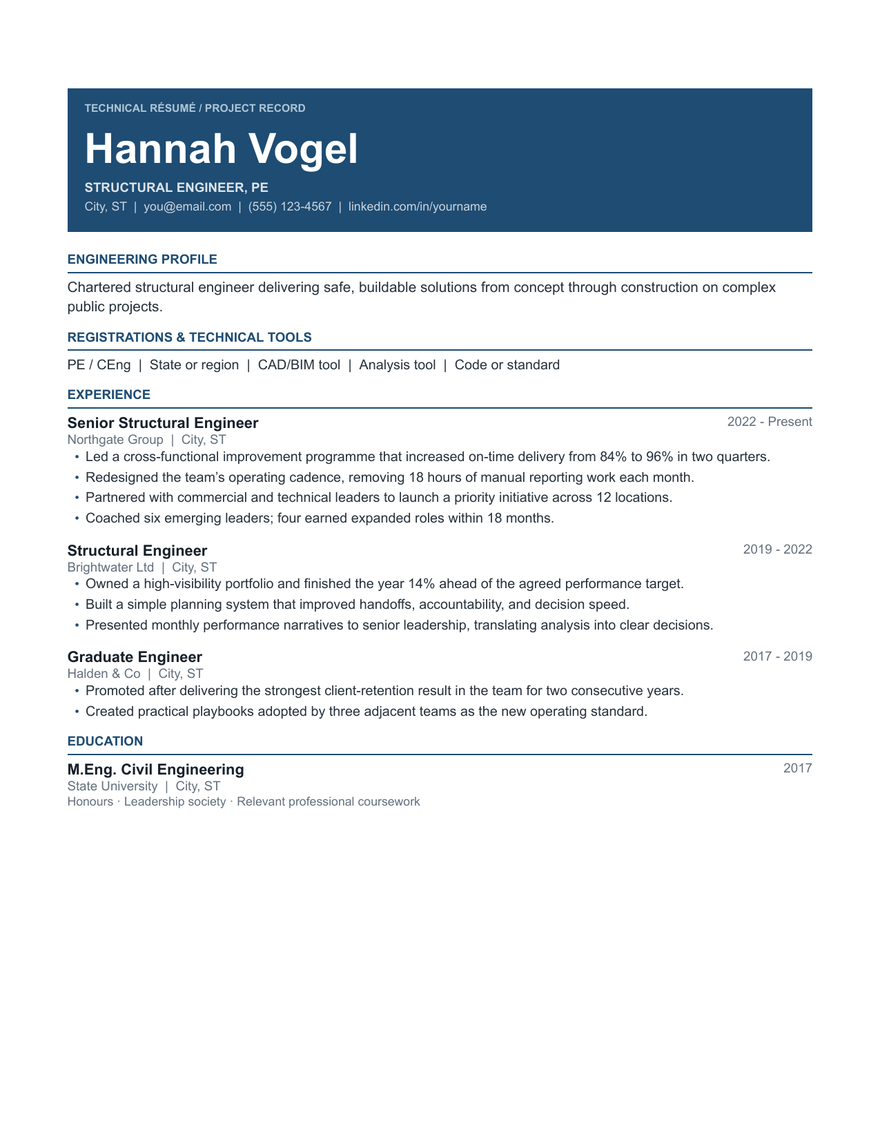 Blueprint resume template preview