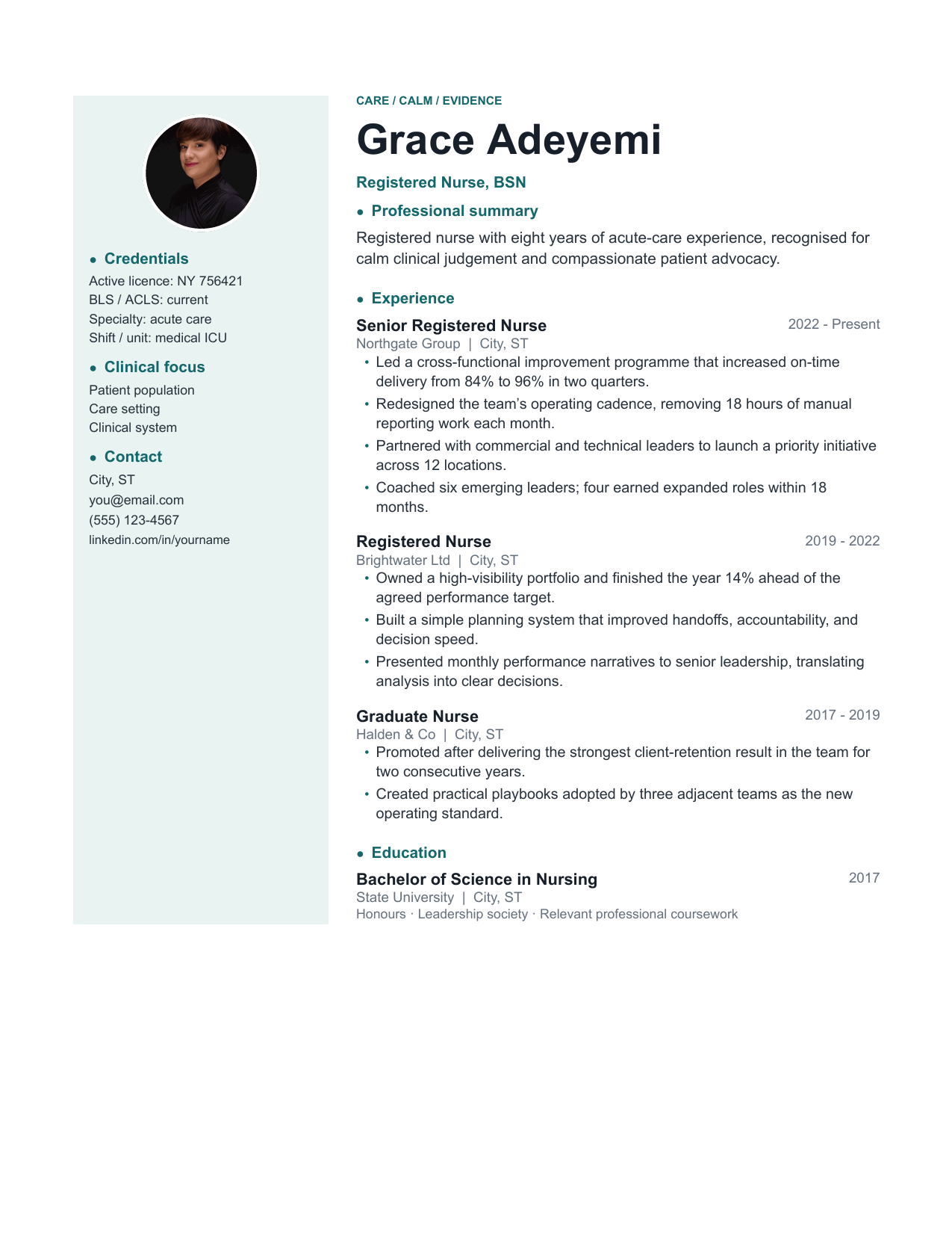 Clinical resume template preview