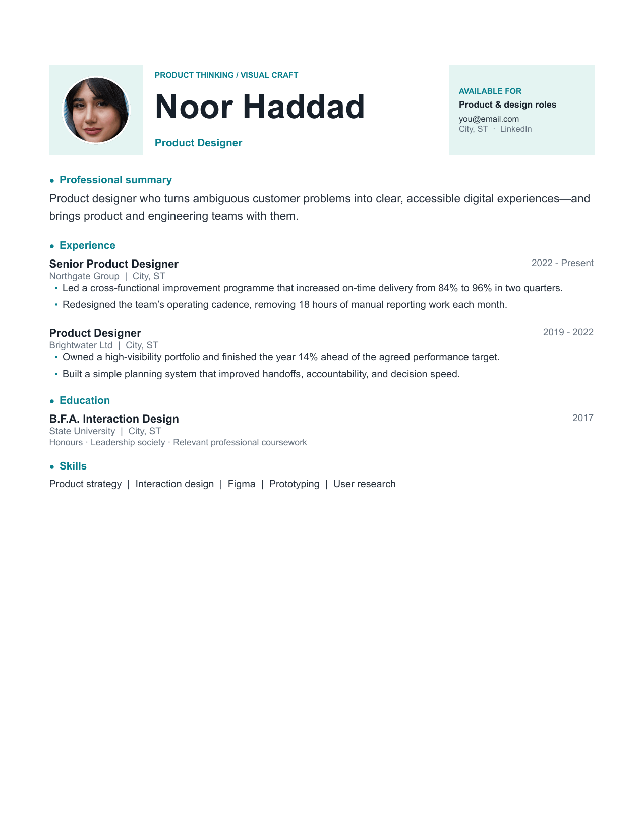 Meridian resume template preview