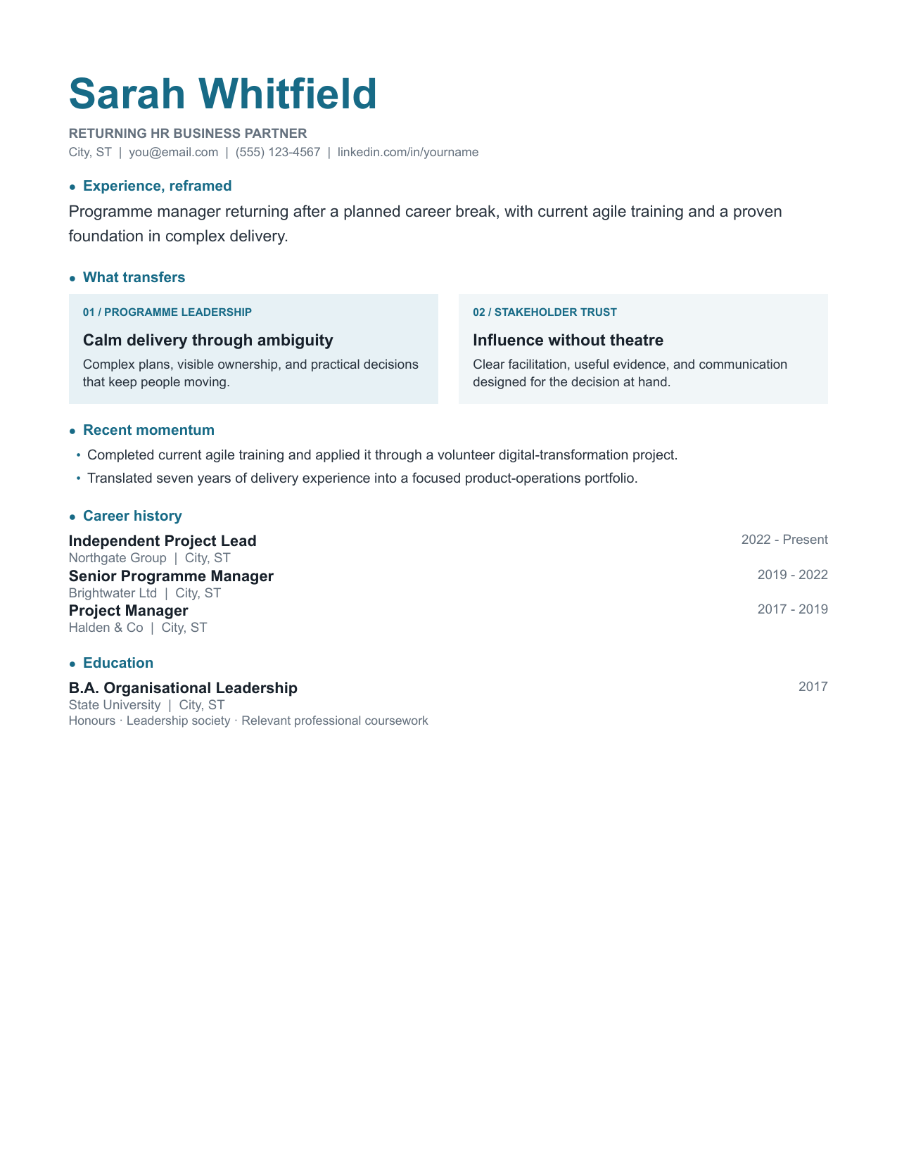 Relaunch resume template preview