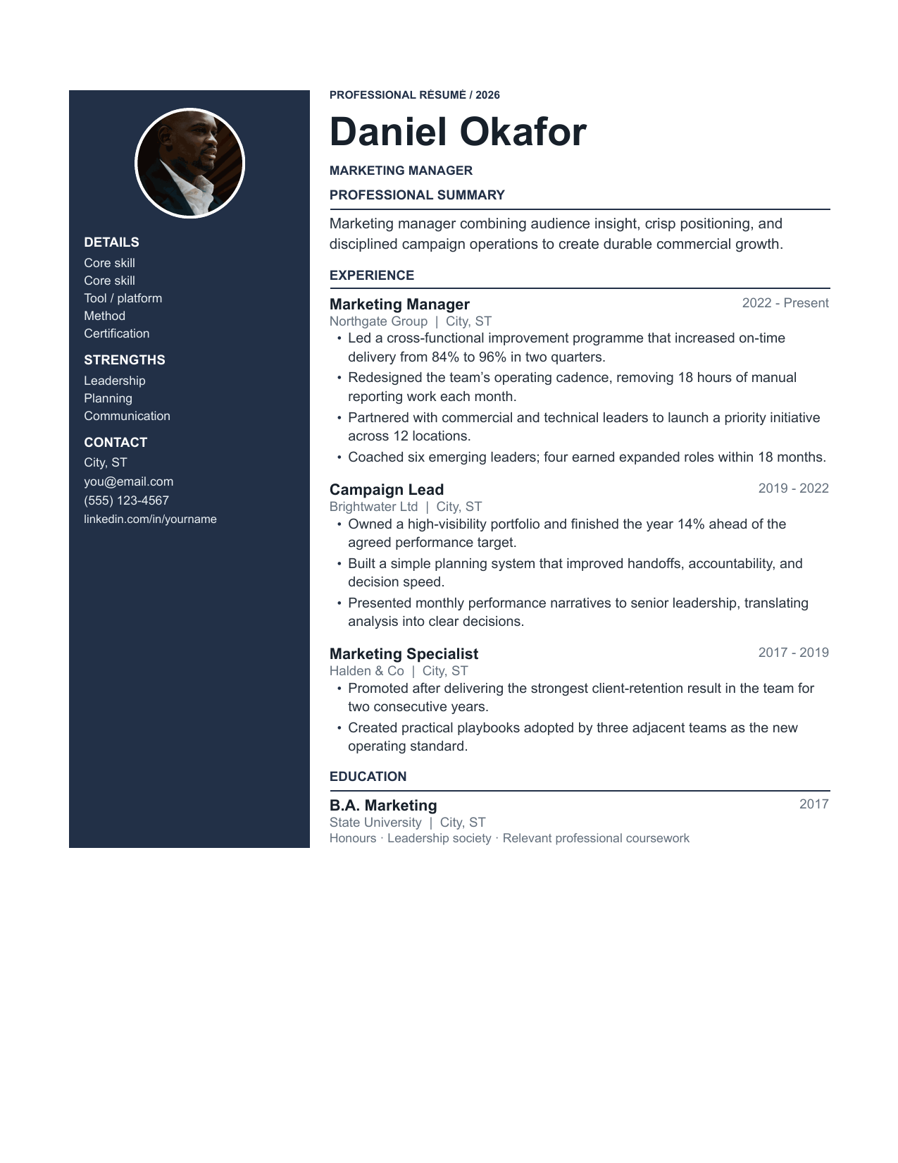 Slate Sidebar resume template preview