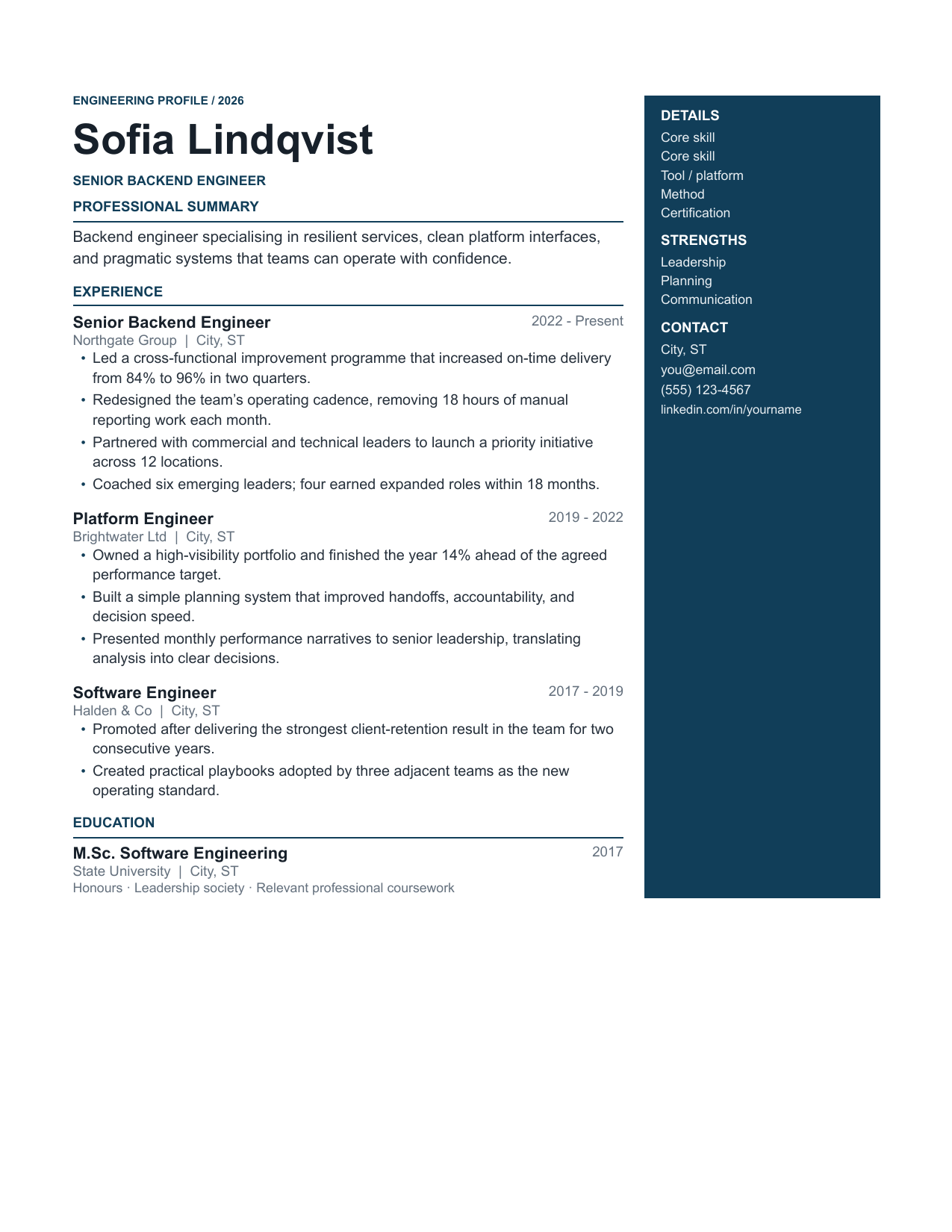 Stack resume template preview